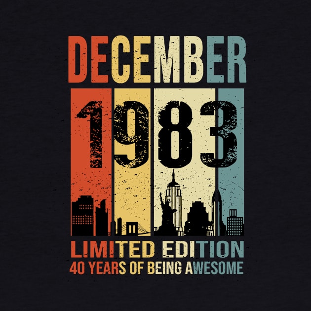 Made In 1983 December 40 Years Of Being Awesome by Red and Black Floral